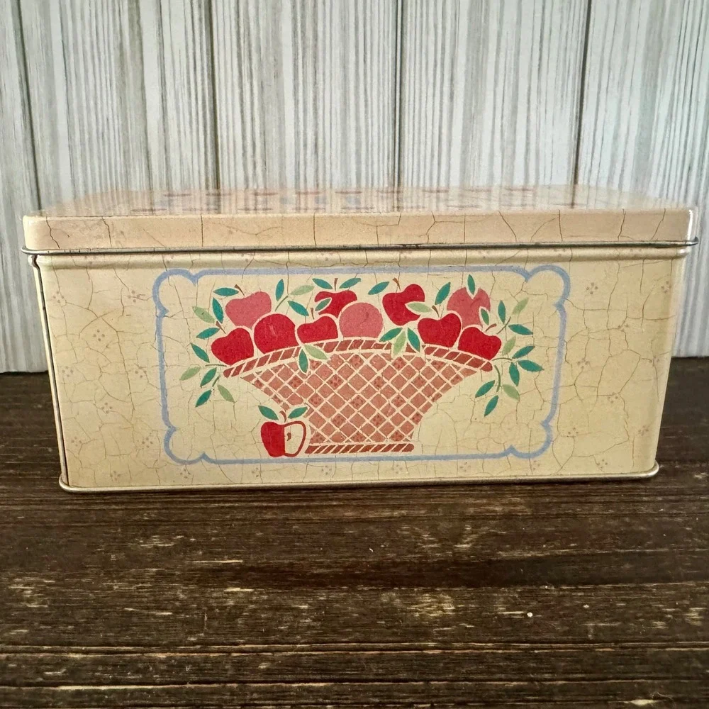 Vintage 1989 Current Inc Autumn Apples Coupon Tin Organizer Dividers Cottagecore